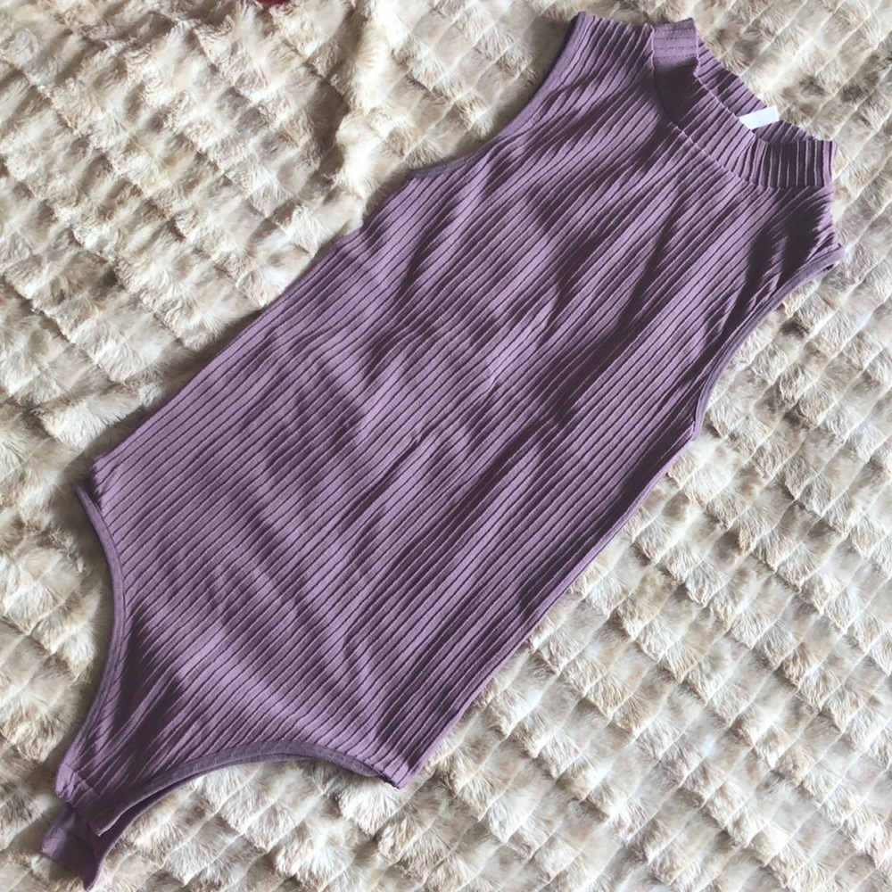 Mock neck ribbed bodysuit
